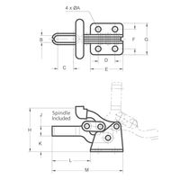 エスコ 68kg トグルクランプ EA639CA 1セット(5個)（直送品）