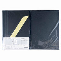 証書ファイル A4/A3対応 二つ折り 紙製クロス貼り クロコダイル柄つやあり 両面パッド入り ブラック FSPT-A4C-D 1セット(1冊×5)