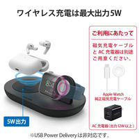 ワイヤレス充電器 Qi認証 5W 卓上 滑り止めパッド 同時充電可 おくだけ充電 ブラック W-QA24BK エレコム 1個（直送品）