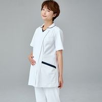 住商モンブラン マタニティスクラブ 半袖 白/ネイビー M MS900-0183 1枚　スクラブ（直送品）