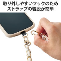 スマホ ショルダー ストラップ ソフトレザー&ゴールドチェーンタイプ ホワイト P-STSDH2CHWH エレコム 1個（直送品）