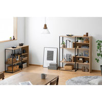 アイリスオーヤマ スライドオープンシェルフ ナチュラル/ブラック SOS-797 1台