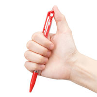 アスクル　ノック式油性ボールペン　0.7mm　赤　10本  オリジナル（わけあり品）