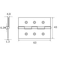 和気産業 厚口カラー丁番 64mm シルバー VE-005 1セット(2個)（直送品）