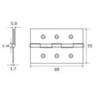 和気産業 厚口カラー丁番 89mm シルバー VE-007 1個(2枚)（直送品）