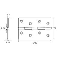 和気産業 厚口カラー丁番 102mm ゴールド VE-016 1セット(4枚:2枚×2個)（直送品）