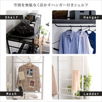 ホームテイスト スパジオーソ たっぷり収納のハンガーシェルフ 幅2200×奥行605×高さ1760ｍｍ ブラック HGS-004 1台（直送品）