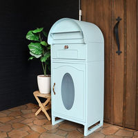 【軒先渡し】ヤマソロ ラグラス 宅配ボックス付きポスト 幅450×奥行365×高さ1100mm ブルー 73-746 1台（直送品）