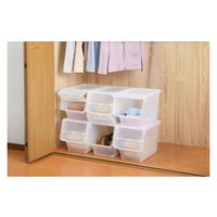 SANKA 収納ボックス 前開き ナチュラ フロック 30 スリム 深型 幅29×奥行46×高さ31cm 4段階ストッパー 278869 1個