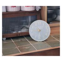 キーストーン 置き時計 アナログ 卓上 時計 エンボスメタル マリン ネイビー ライトブルー 362949 1個（直送品）