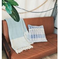 キーストーン マルチカバー コットンスロー ウェーブ 140×200cm ブルー 380393 1個（直送品）