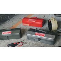 キーストーン ツールボックス 幅35.8×奥行14.6×高さ11.5cm ふた付き 工具箱 マーキュリー スチール レッド 349009（直送品）