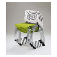 【軒先渡し】ライオン事務器 スタッキングチェアー ハープ レッド No.１７８０ＮＦーＫ　 1脚（直送品）