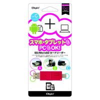 ナカバヤシ SDカードリーダーレッド CRW-TCMSD72R 1個（直送品）