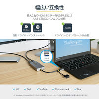 USB - HDMI変換アダプター Type-C & USB-A両対応 2画面出力 107B-USB-HDMI 1個