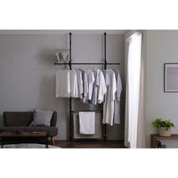 アイリスオーヤマ つっぱり物干し 2本タイプ ブラック TPM-2 1台