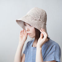 原ウール Knitworm 編み物キット 1-11　こま編みのつば付き帽子キット 1セット（直送品）