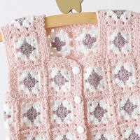 原ウール Knitworm 編み物キット 4-6　モチーフつなぎのスクエアネックベスト 1セット（直送品）