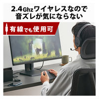 ゲーミングヘッドセット ワイヤレスヘッドホン マイク付 ミキサー機能付 ブラック HS-GMW70BK エレコム 1個
