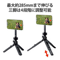 スマホ 三脚 マグネット着脱式 スタンド 横360度 縦180度調節可 ブラック P-MAGSTD1BK エレコム 1個（直送品）