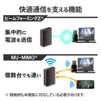 WiFi 無線LAN 子機 867Mbps + 300Mbps ブラック WDC-867DU3S2 Z43:AA43エレコム 1個（直送品）