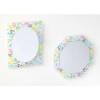パラデック 八角ミラー 幅21cm ウォールミラー スタンドミラー 花柄 壁掛け 卓上ミラー 八角 ミラー 鏡 かがみ 331127 1個（直送品）