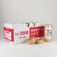 カモ井加工紙 和紙粘着テープ 軽包装用 茶 幅24mm×長さ18m 220B 1セット（25巻：5巻入×5）