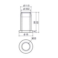 エスコ 打込ナット(真鍮/つば付/M10用) EA976CB-45 1セット(20個)（直送品）