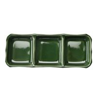 アースモス 仕切り皿 練抹茶 三品皿(中) [4個入] vac-111-07021（直送品）