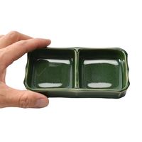 アースモス 仕切り皿 練抹茶 二品皿(中) [6個入] vac-111-07020（直送品）