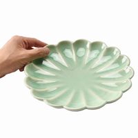 アースモス 小皿 ビードロ灰釉 菊型7.0寸丸皿 [2個入] vac-113-02029（直送品）