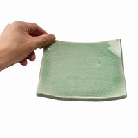 アースモス 小皿 ビードロ灰釉 タタラ型5.0寸正角皿 [4個入] vac-113-04016（直送品）