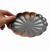アースモス 小皿 やきしめ 菊型5.0寸丸皿 [4個入] vac-114-02027（直送品）