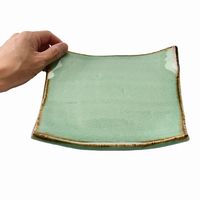 アースモス 小皿 ビードロ灰釉茶渕 タタラ型7.0寸正角皿 [2個入] vac-202-04017（直送品）