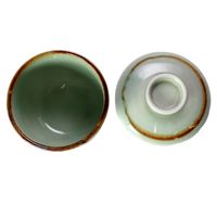 アースモス 蓋物 ビードロ灰釉茶渕 蒸し碗(小) [3個入] vac-202-09001（直送品）