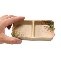 アースモス 仕切り皿 伊賀織部 二品皿(中) [5個入] vac-207-07020（直送品）