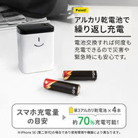 オウルテック 緊急時にも安心 単三電池4本対応 乾電池式モバイルバッテリースイッチ付き OWL-DB4U1-WH 1個
