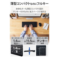 ワイヤレスキーボード マウスセット 静音 無線 2.4GHz 薄型 テンキー付 TK-QT30DMCBK エレコム 1セット（直送品）