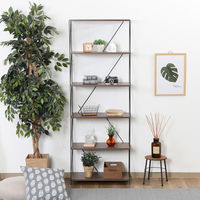 不二貿易 EZBO ワイヤーラック ６段 幅620×奥行310×高さ1700mm ミディアムブラウン 77547 1台（直送品）