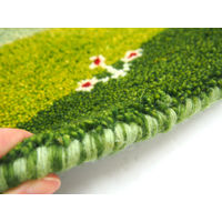 萩原 ギャッベ チェアパッド GABBEH D15 グリーン 約40×40cm 1枚（直送品）