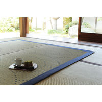 萩原 国産い草センターラグ 備中 BL ブルー 約191×191cm 1枚（直送品）