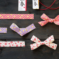 ヘッズ 和風花柄コットンリボンレッド-3 WHN-NR3 1セット（5巻：1巻×5パック）（直送品）