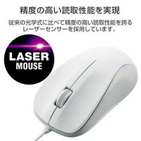 マウス 有線マウス レーザー 3ボタン 簡易包装 白 M-S2ULWH/RS エレコム 1個