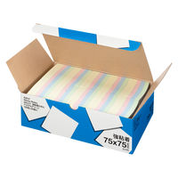 【強粘着】アスクル はたらく 強粘着ふせん 75×75mm　パステル4色アソート(正方形)　大容量 1箱(50冊入)パック　 オリジナル