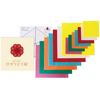 クラサワ 折り紙 ひかりとり紙 　2サイズ（7.5cm角／15cm角）×7色アソート　P0200 1袋（168枚入）