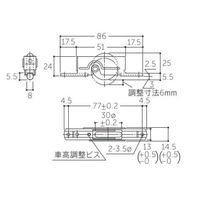 エスコ 30mm 戸車(平型・ウレタン車・鋼板枠) EA986RH-12 1セット(10個)（直送品）