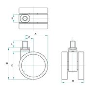 エスコ 60mm キャスター(ツインホイール/U3/8x16山) EA986TG-23 1セット(10個)（直送品）