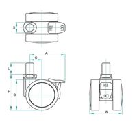 エスコ 40mm キャスター(ツインホイール/ブレーキ付/U3/8x16山) EA986TG-26 1セット(10個)（直送品）