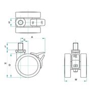 エスコ 50mm キャスター(ツインホイール/ブレーキ付/U3/8x16山) EA986TG-27 1セット(10個)（直送品）