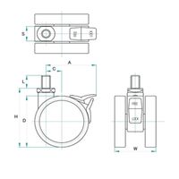 エスコ 60mm キャスター(ツインホイール/ブレーキ付/U3/8x16山) EA986TG-28 1セット(10個)（直送品）